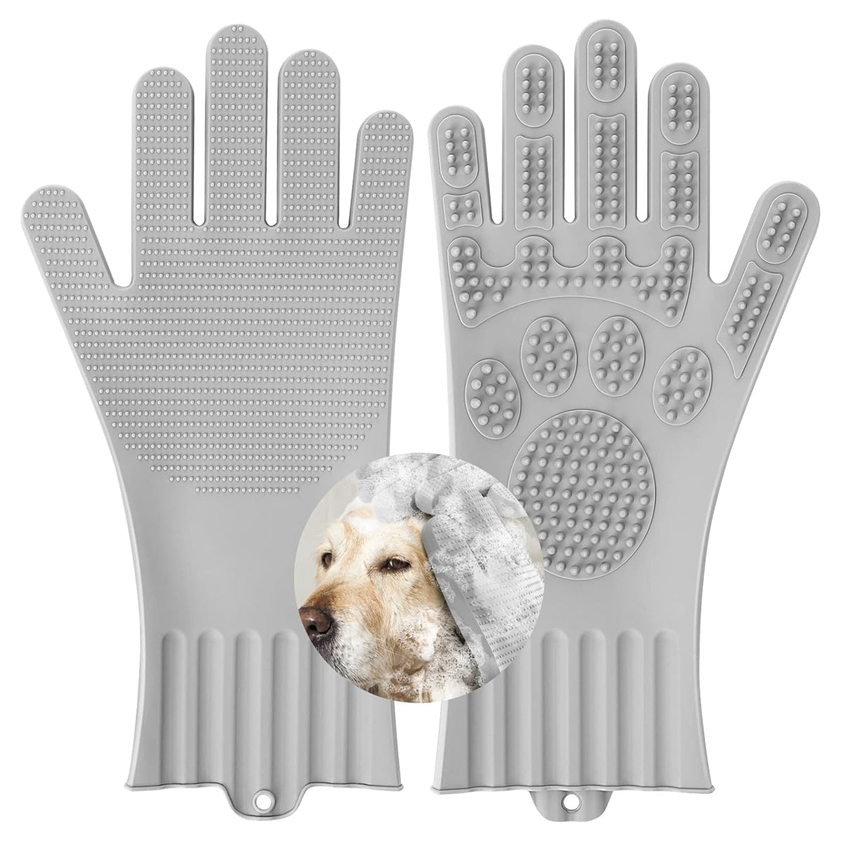 Magic Pet Grooming Gloves: Heat-Resistant Silicone Brush with High-Density Teeth - Efficient Dog Bathing and Hair Removal Tool for Cats & Dogs