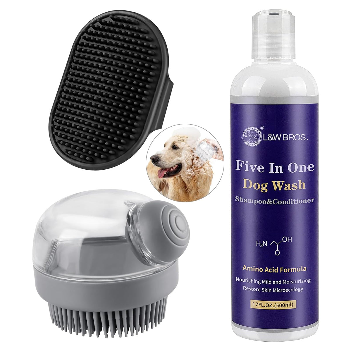 3PCS Dog Bath Brush | Dog Shampoo brush | Dog Scrubber for Bath