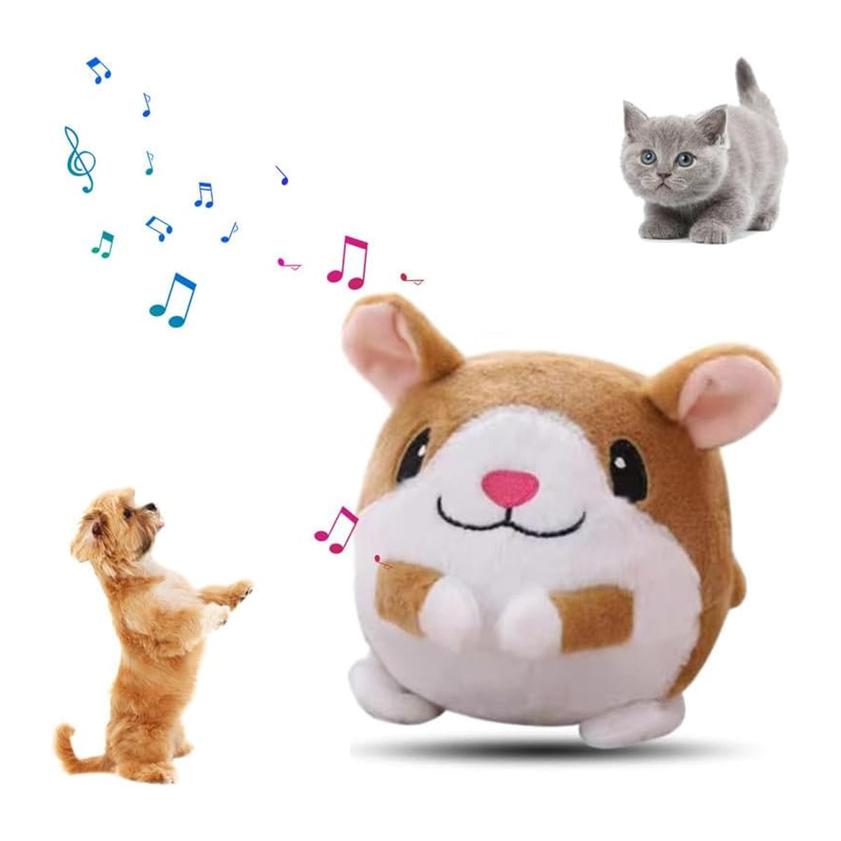 Active Moving Pet Plush Toy, 2024 New Interactive Dog Toys Talking Squeaky Moving Ball Toy