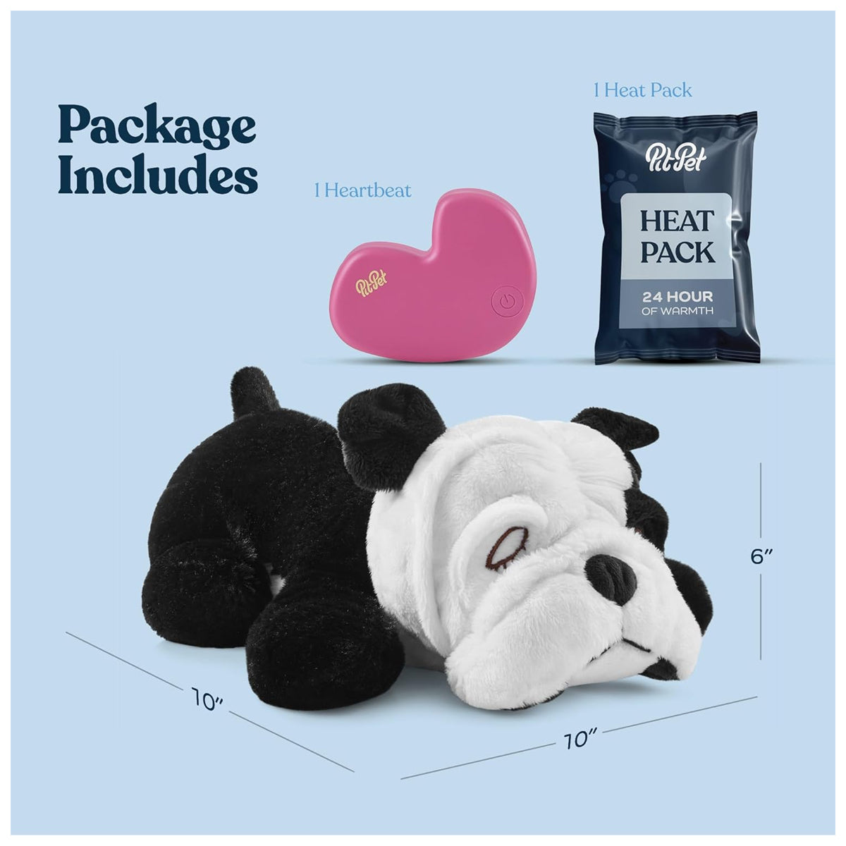 Calming Heartbeat Plush Dog Toy with Anxiety Relief - Includes Disposable Heat Pack