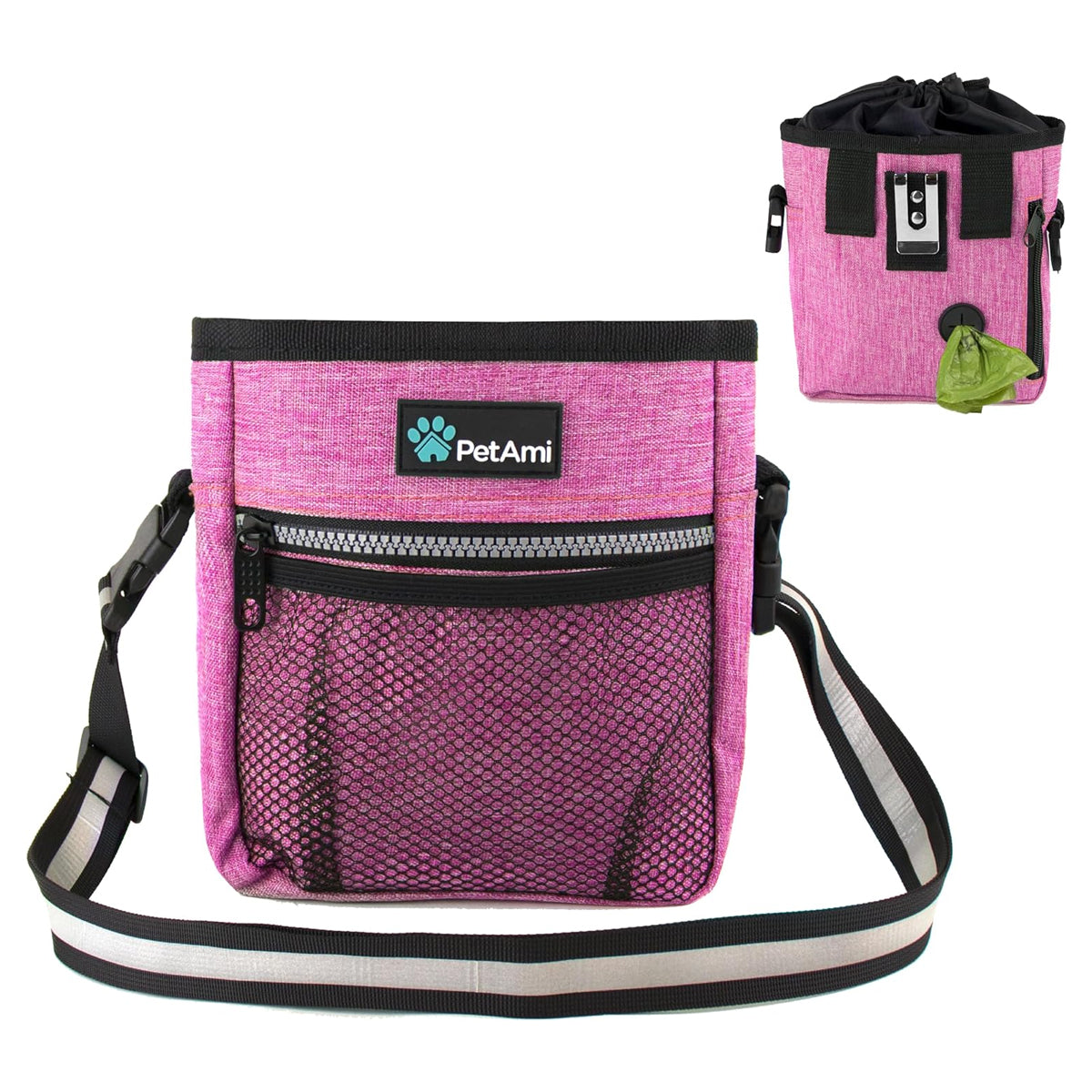 Dog Treat Pouch | Dog Training Pouch Bag with Waist Shoulder Strap, Poop Bag Dispenser