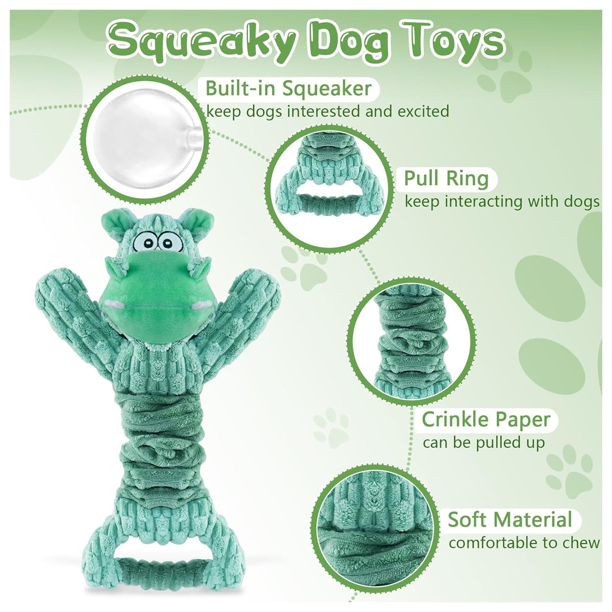 Soft Plush Squeaky Dog Toys for Small, Medium, and Large Pets - Ideal for Indoor Tug of War Play