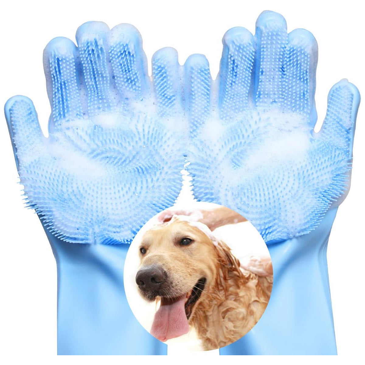 Magic Pet Grooming Gloves: Heat-Resistant Silicone Brush with High-Density Teeth - Efficient Dog Bathing and Hair Removal Tool for Cats & Dogs