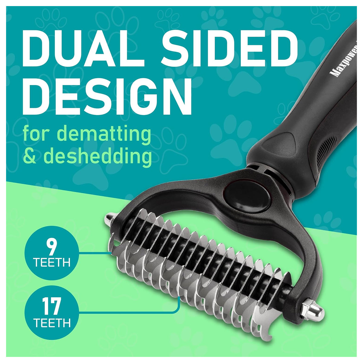 Maxpower Planet Pet Grooming Brush - Double Sided Shedding, Dematting Undercoat Rake for Dogs, Cats