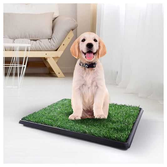 Dog Grass Pad with Tray, 25" x 20" Dog Potty Tray Indoor Outdoor, Artificial Dog Grass Pee Pad for Pet