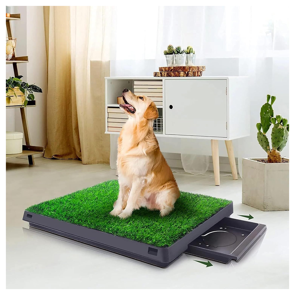 Dog Grass Pad with Tray, 25" x 20" Dog Potty Tray Indoor Outdoor, Artificial Dog Grass Pee Pad for Pet