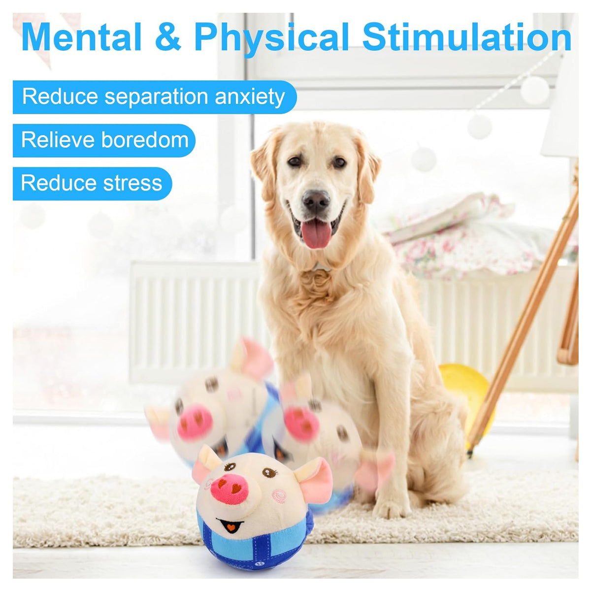 Mity Rain Interactive Dog Ball Toy - Automatic Rolling, Jumping, Vibrating, and Wiggling Fun for Pets