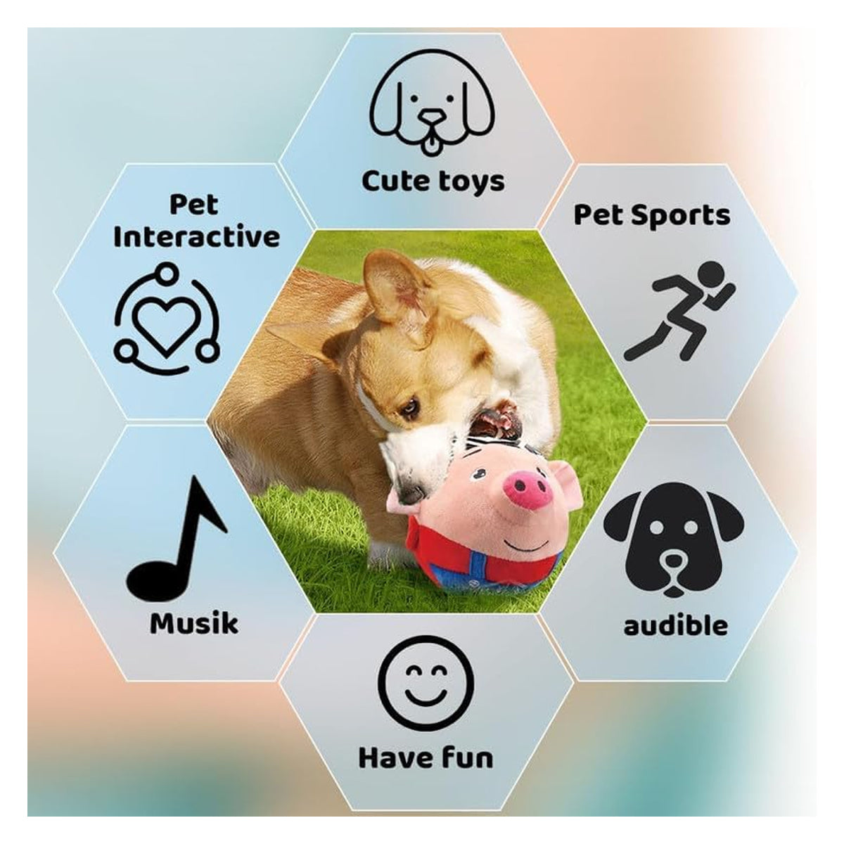 Active Moving Pet Plush Toy, 2024 New Interactive Dog Toys Talking Squeaky Moving Ball Toy