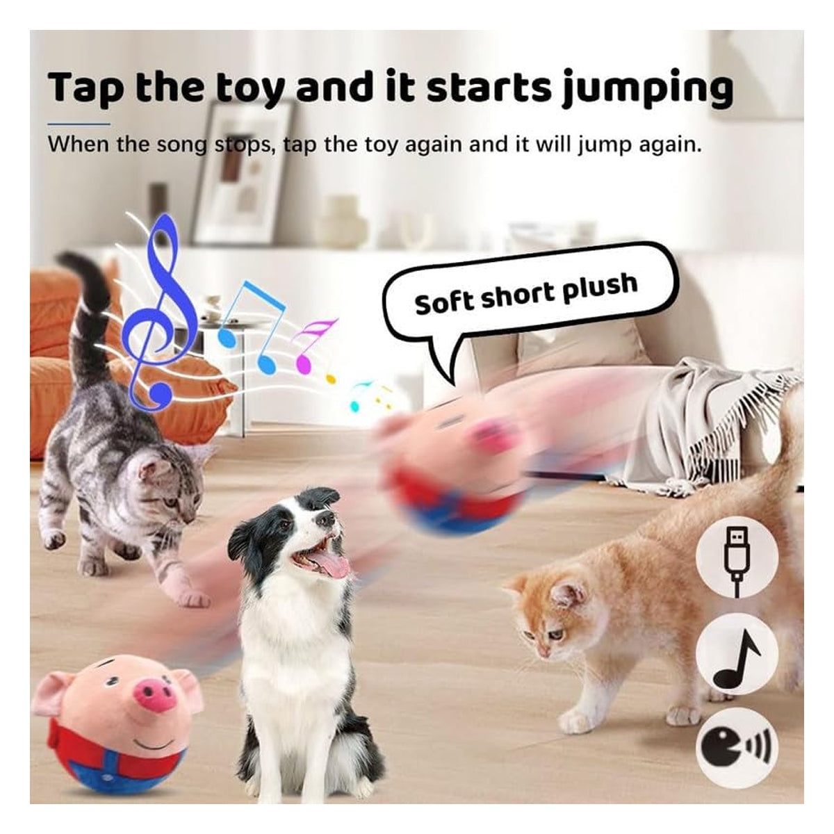 Active Moving Pet Plush Toy, 2024 New Interactive Dog Toys Talking Squeaky Moving Ball Toy