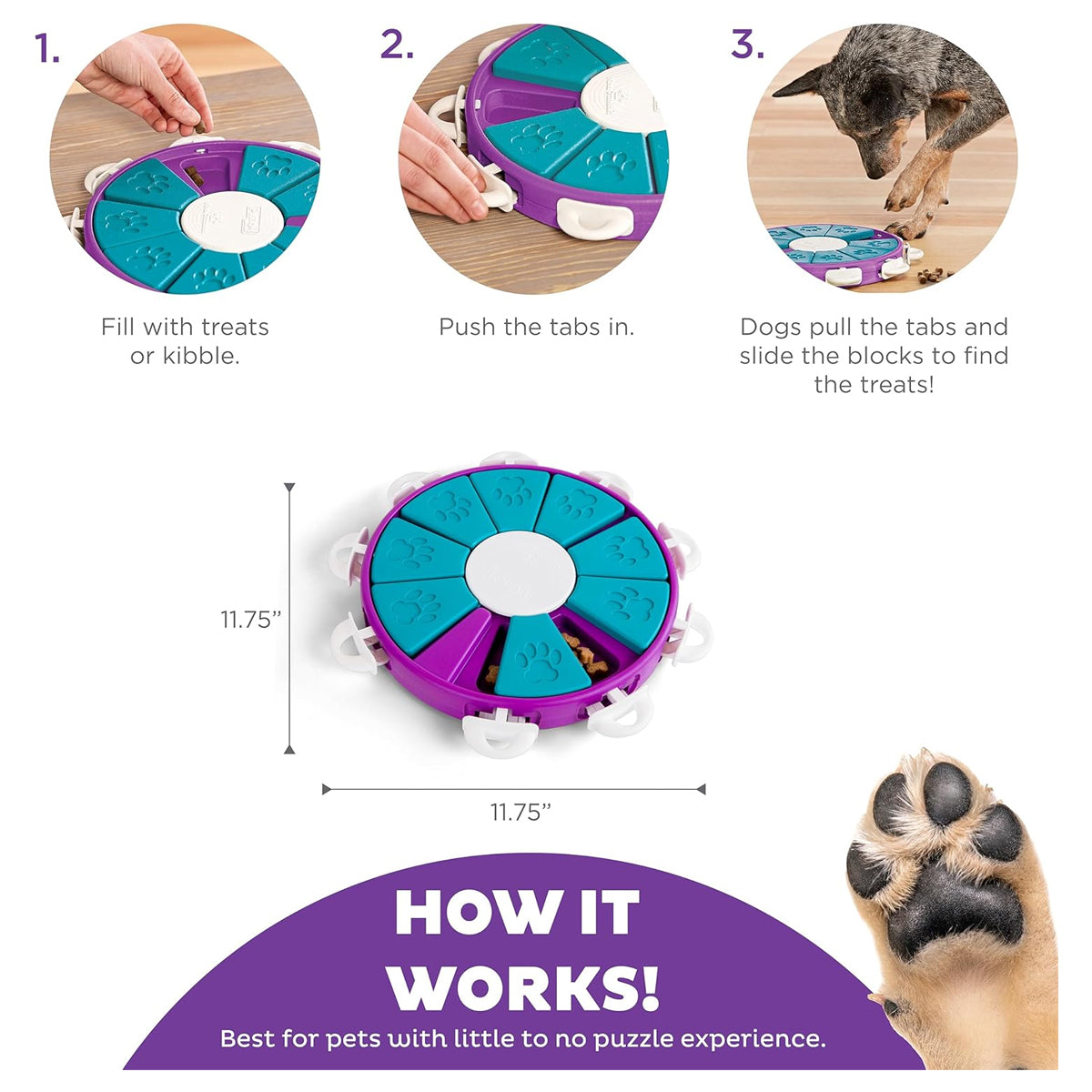 Nina Ottosson Outward Hound Dog Twister Interactive Treat Puzzle Toy - Advanced Level 3 Enrichment for Dogs, Purple