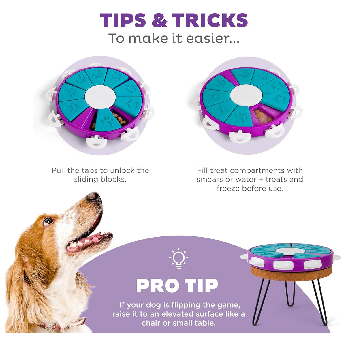 Nina Ottosson Outward Hound Dog Twister Interactive Treat Puzzle Toy - Advanced Level 3 Enrichment for Dogs, Purple