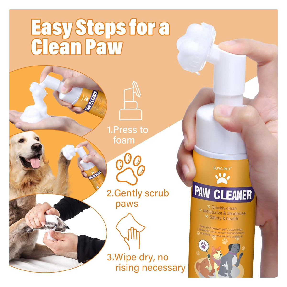 Paw Cleaner for Dogs and Cats,Magic Foam - Clean Paws No-Rinse Foaming Cleanser