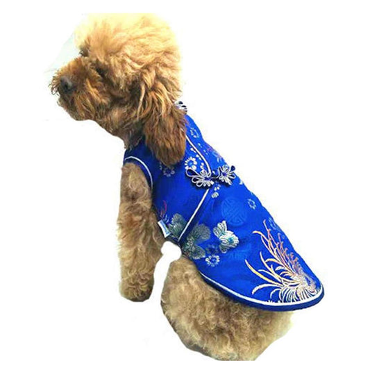 Pet Costume Tang Suit Dog Cheongsam Satin Clothes Chinese Style Clothing