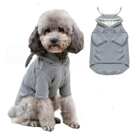 Pet Hoodie Cat Rabbit Outfit with Bunny Ears Cute Sweatshirt Spring and Autumn Puppy Knitted Sweater Kitty Soft Knitwear