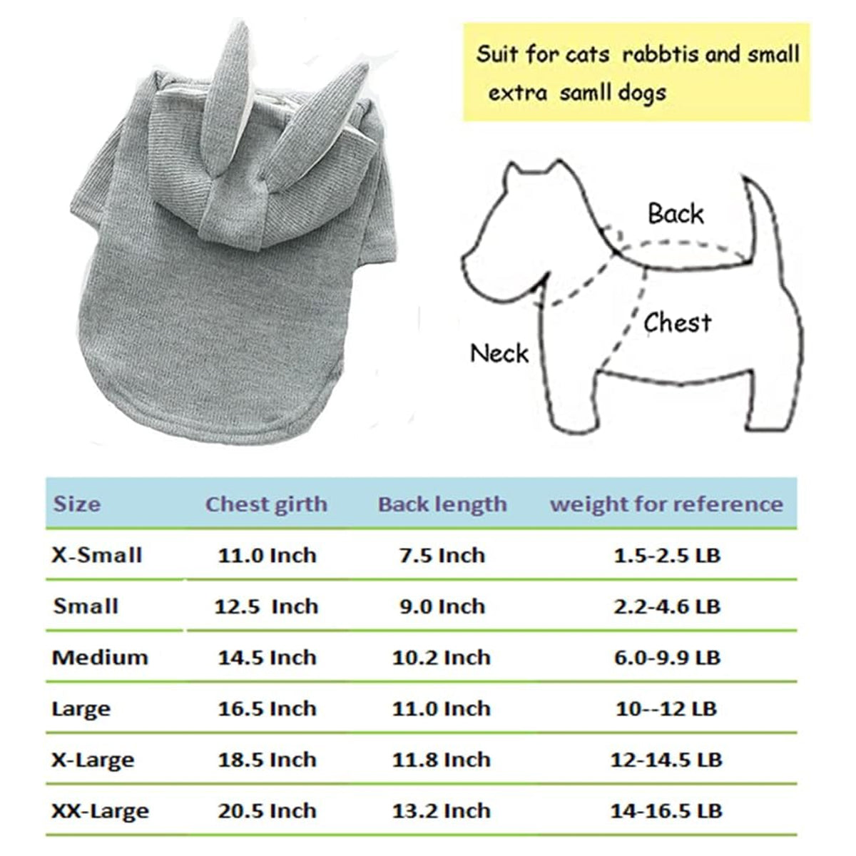 Pet Hoodie Cat Rabbit Outfit with Bunny Ears Cute Sweatshirt Spring and Autumn Puppy Knitted Sweater Kitty Soft Knitwear