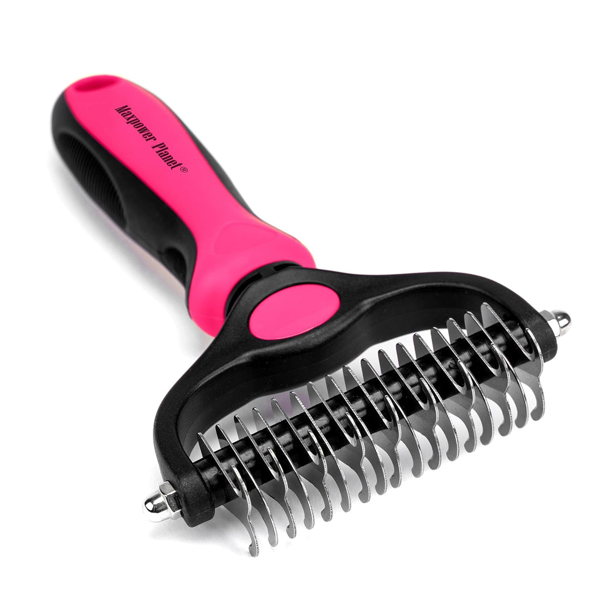 Maxpower Planet Pet Grooming Brush - Double Sided Shedding, Dematting Undercoat Rake for Dogs, Cats