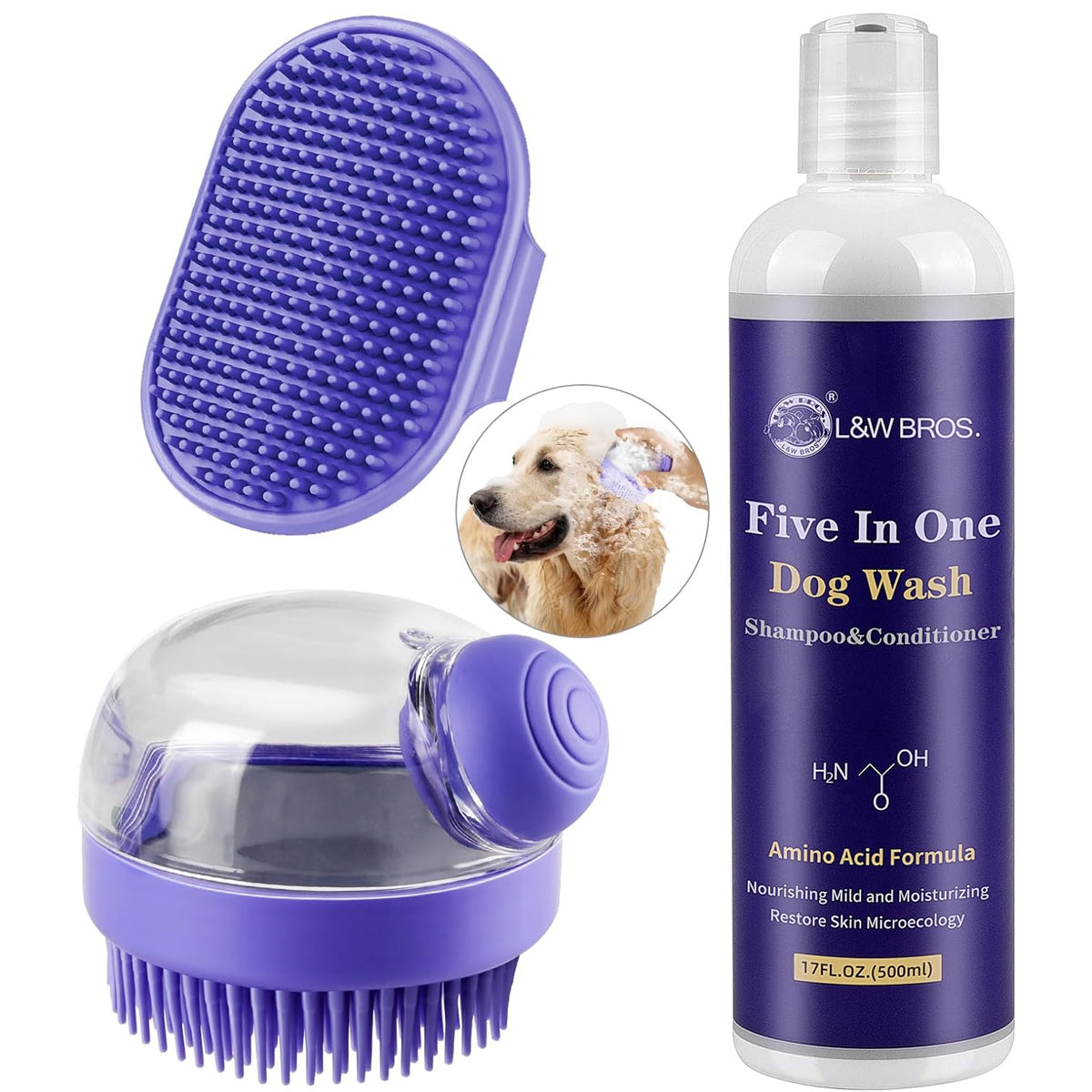 3PCS Dog Bath Brush | Dog Shampoo brush | Dog Scrubber for Bath