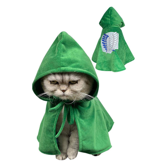 Scout Regiment Cloak Dog Cat Survey Corps Robe Cape Hoodie Anime Pet Outfit Green