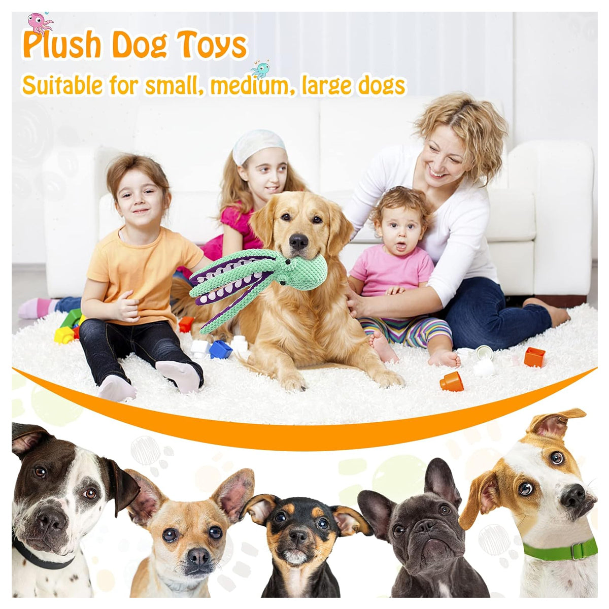 Plush Squeaky Dog Toys: Soft Fabric Toys for Small, Medium, and Large Dogs