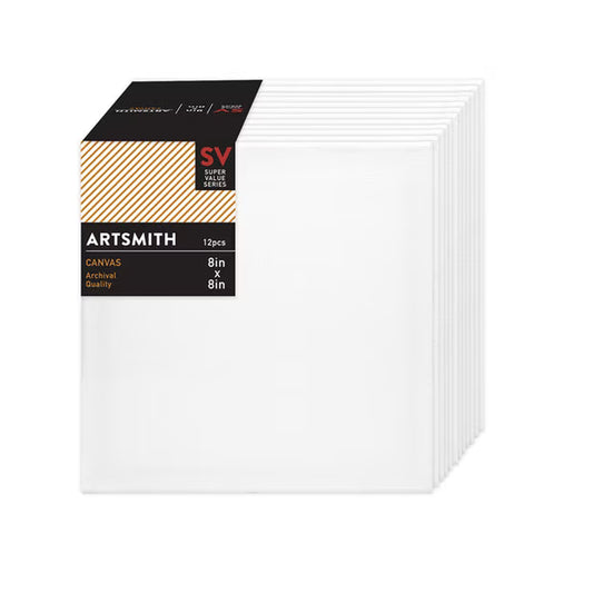 8" x 8" Super Value Stretched Cotton Canvas 12pk by Artsmith