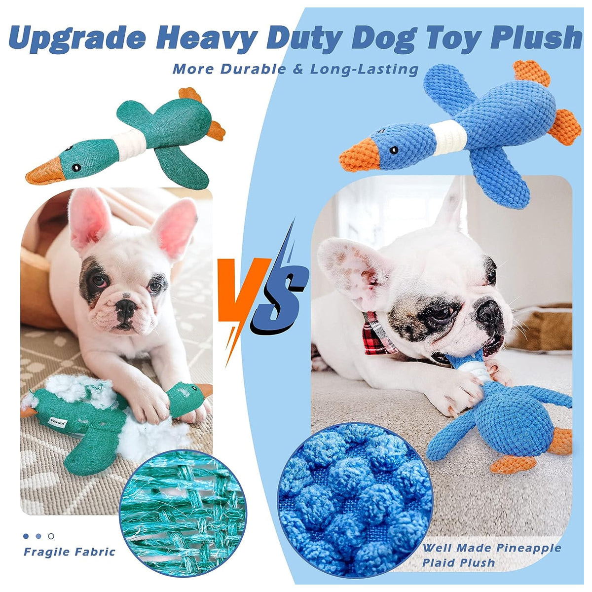 Vitscan Upgraded Indestructible Dog Toys for Aggressive Chewers - Crinkle Squeaky Plush Puppy Toys for Small, Medium, and Large Breeds, Ideal for Teething