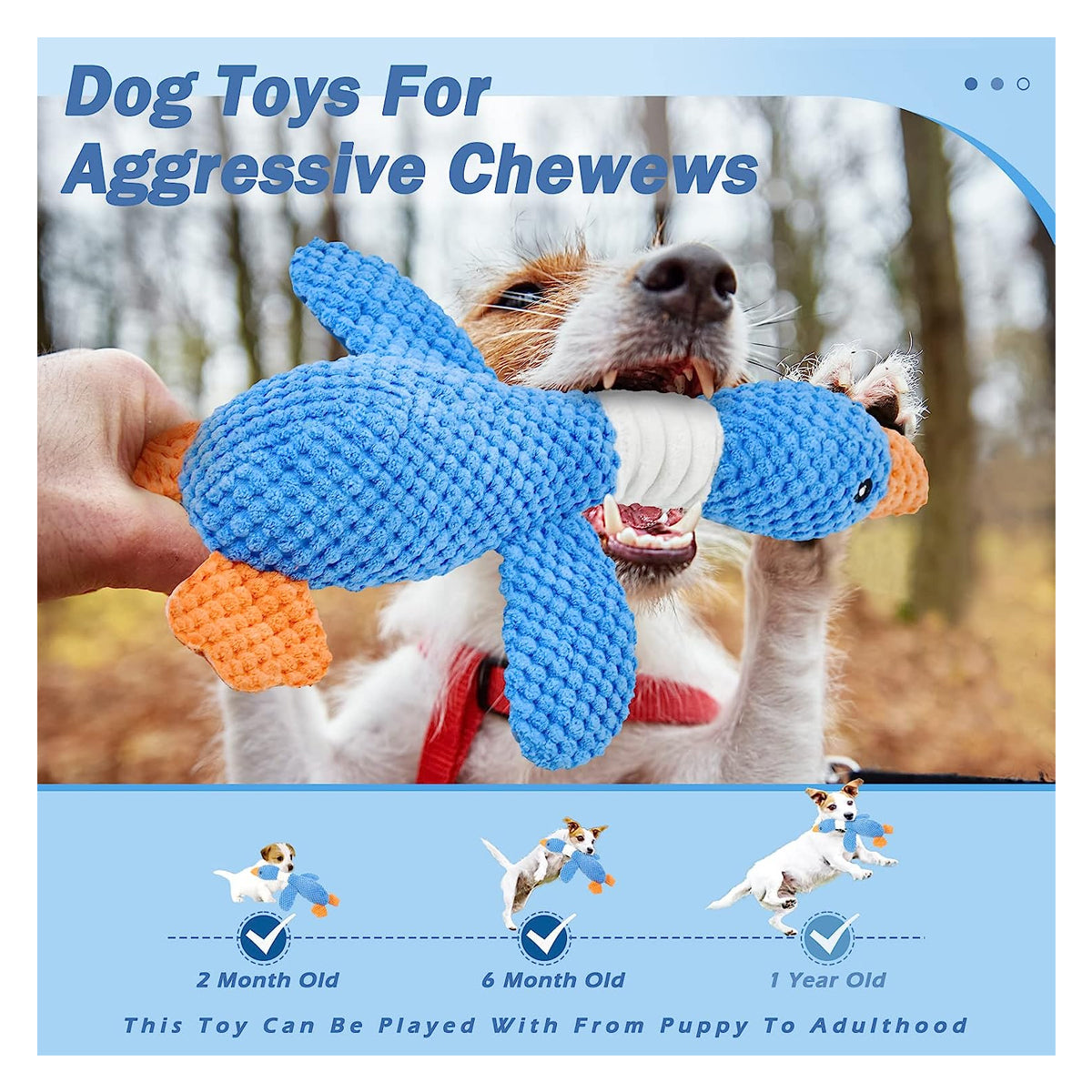 Vitscan Upgraded Indestructible Dog Toys for Aggressive Chewers - Crinkle Squeaky Plush Puppy Toys for Small, Medium, and Large Breeds, Ideal for Teething