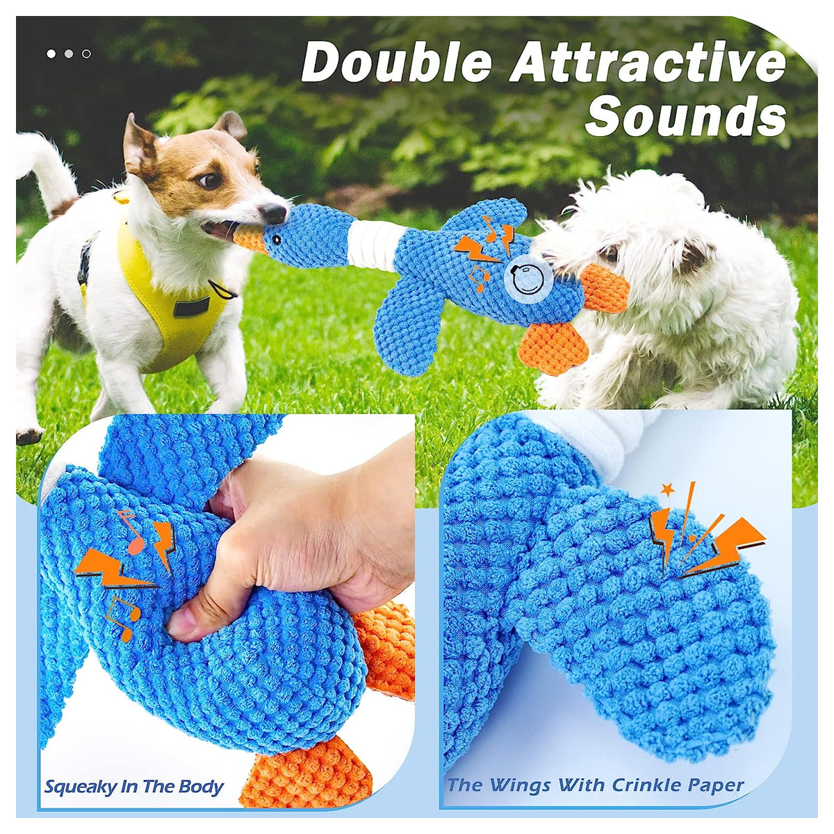 Vitscan Upgraded Indestructible Dog Toys for Aggressive Chewers - Crinkle Squeaky Plush Puppy Toys for Small, Medium, and Large Breeds, Ideal for Teething