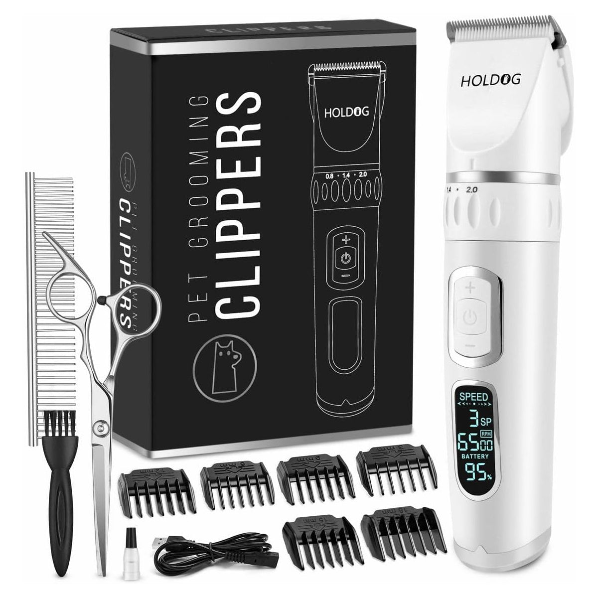 Cordless Pet Clippers: Professional Grooming Tool for Dogs and Cats - 3-Speed, Low Noise, Rechargeable, Heavy-Duty Desig