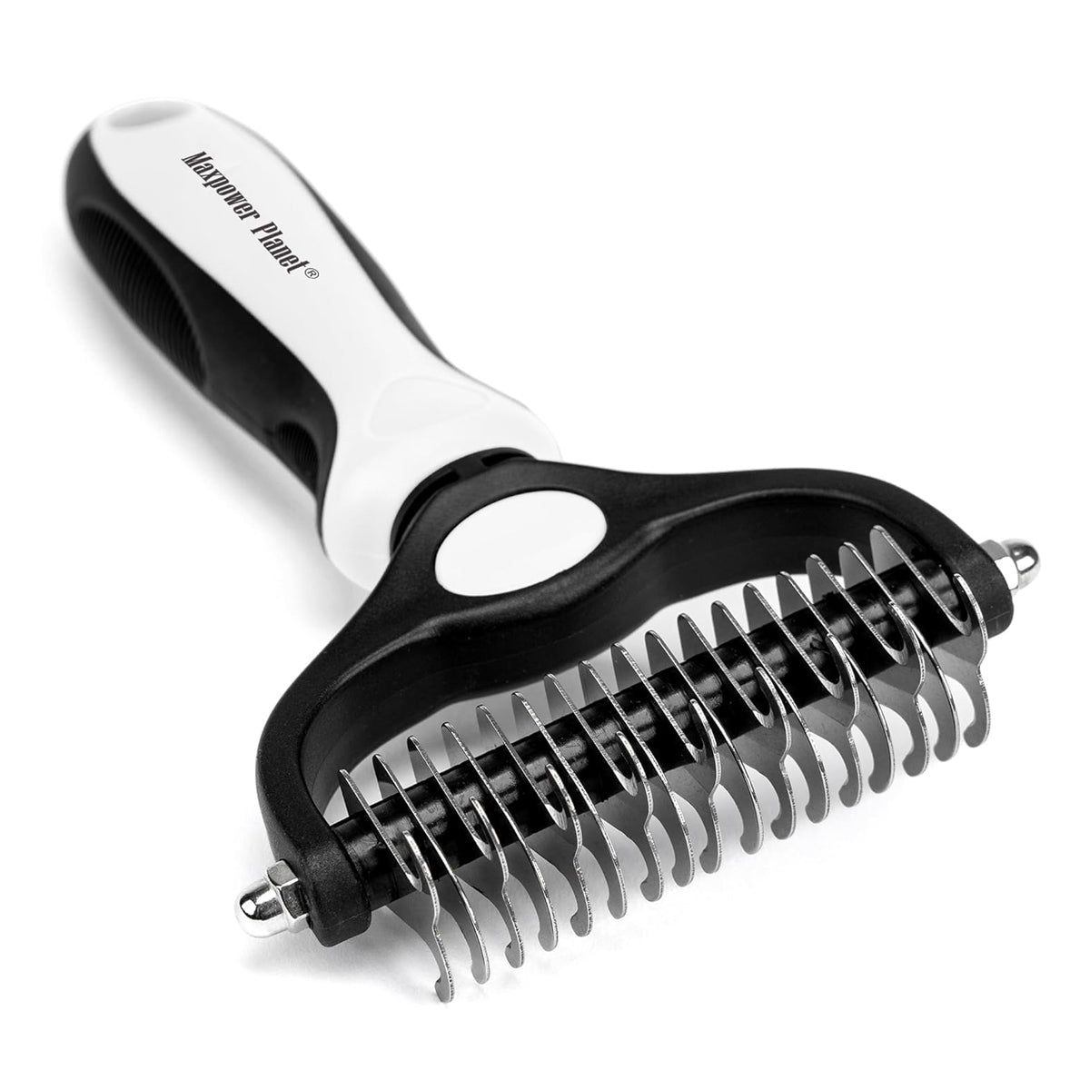 Maxpower Planet Pet Grooming Brush - Double Sided Shedding, Dematting Undercoat Rake for Dogs, Cats