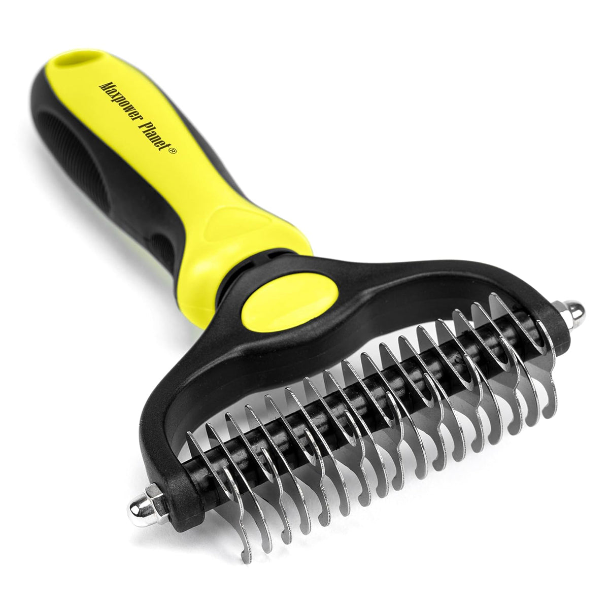 Maxpower Planet Pet Grooming Brush - Double Sided Shedding, Dematting Undercoat Rake for Dogs, Cats